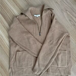 Madewell Women's Tan Zip-Up Sweater